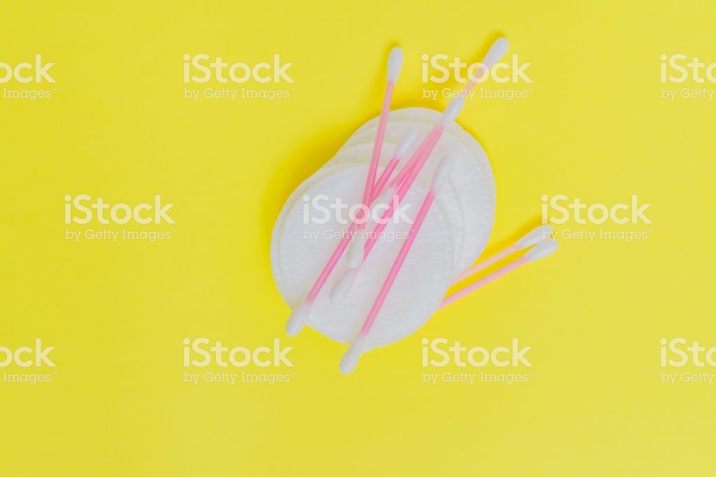 Cosmetic Cotton Pads And Sticks On White Background Make Yp