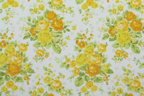 My First Big Girl Room S Vintage Wallpaper Yellow Rose Bouquets