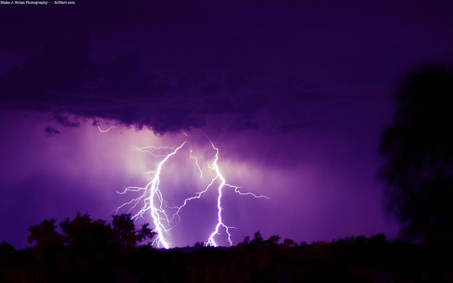 Purple Lightning Weather Wallpaper Image Featuring