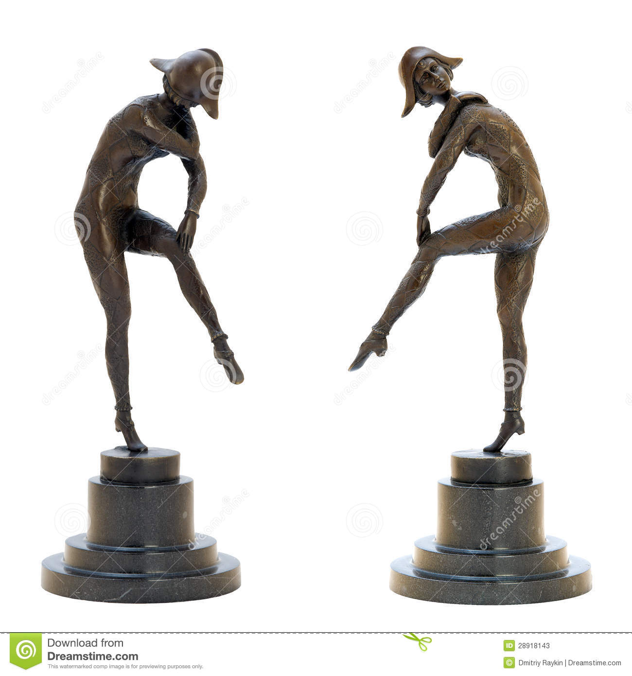 Stock Photos Antique Bronze Figurine Of The Sexy Woman In A Harlequin