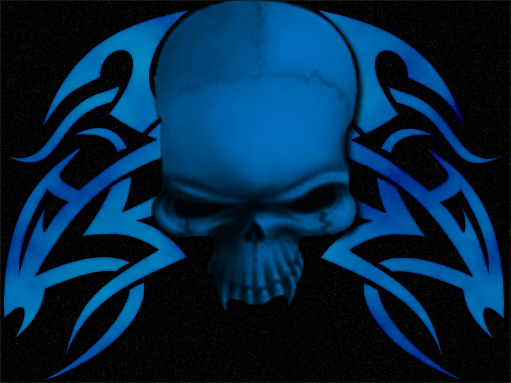 Tribal Skull Wallpaper In Blue By