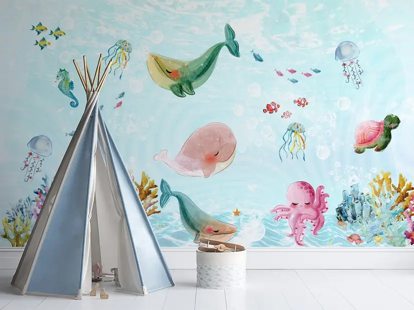 🔥 Download Nursery Cute Sea Animals Wallpaper Mural Wallmur by ...