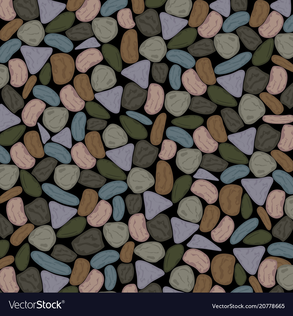Multicolored Pebbles Background In Dull Grenish Vector Image