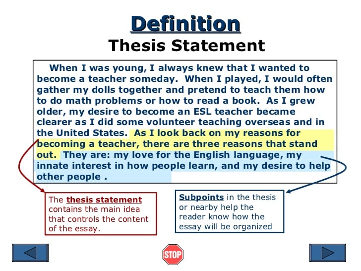thesis statement examples for middle school students