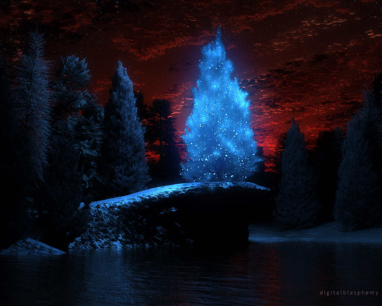Digital Blasphemy 3D Wallpaper Blue Christmas Christmas FREE 1280x1024