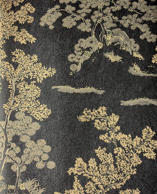 Oriental Tree Wallpaper Black And Gold Chinese Design