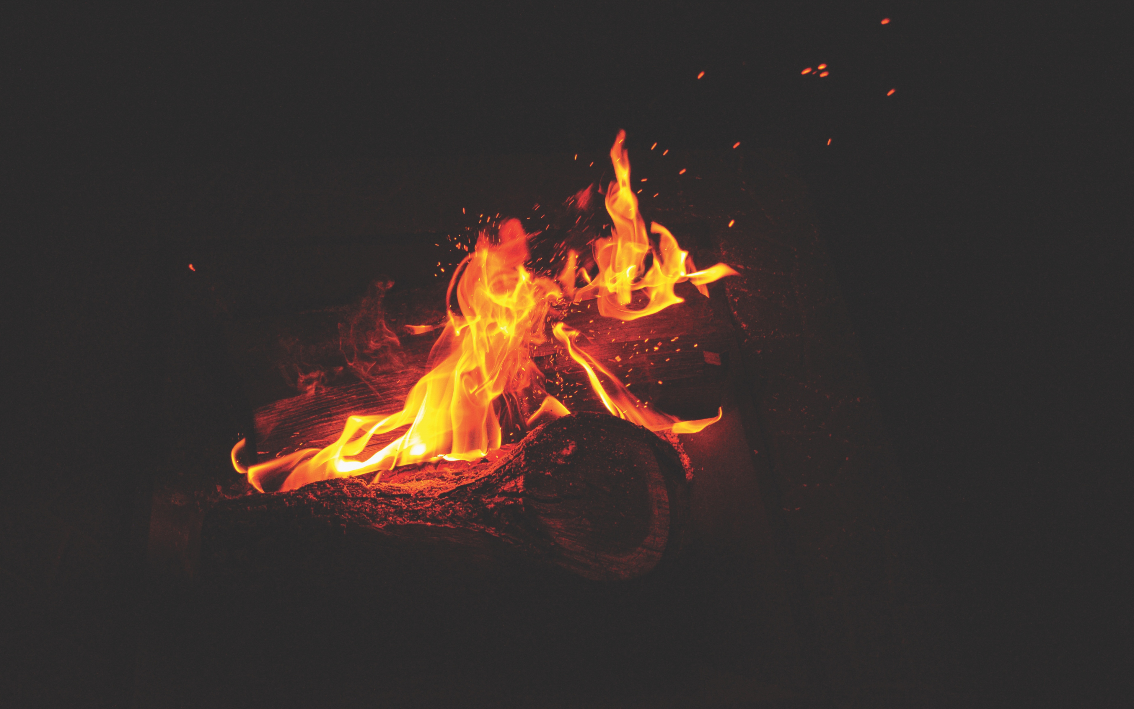 Wallpaper Bonfire Flame Night Ultra