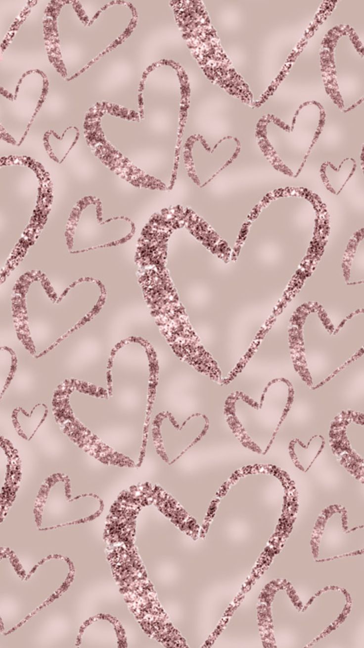 Pink Glitter Hearts iPhone Wallpaper