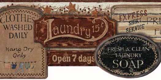 Country Wallpaper Antiques Laundry Rooms Border