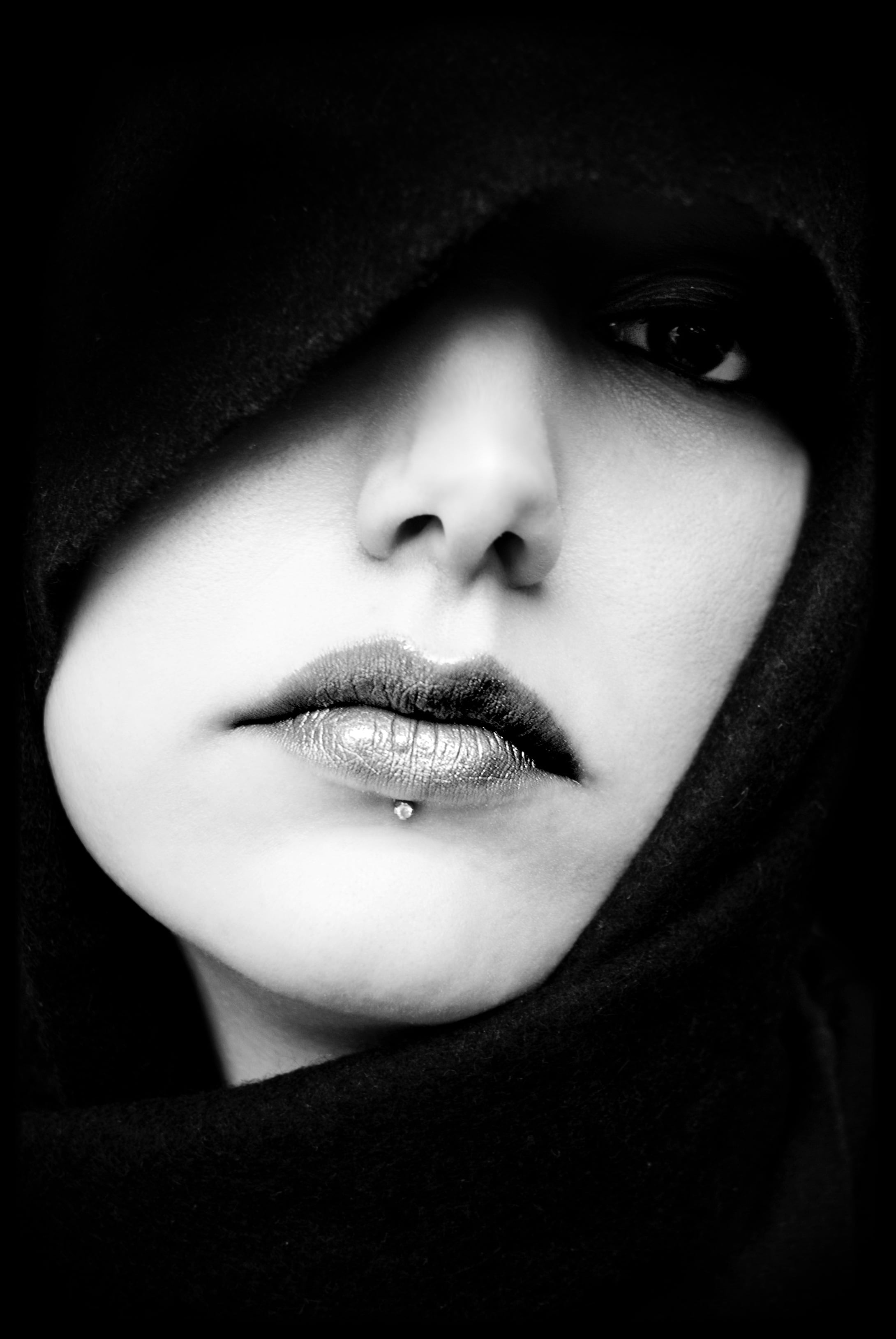 Grayscale Photography Of Woman With Piercing HD Wallpaper
