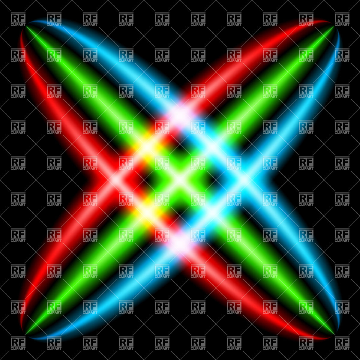 Abstract Cross Rgb Neon Rays Royalty Vector Clipart