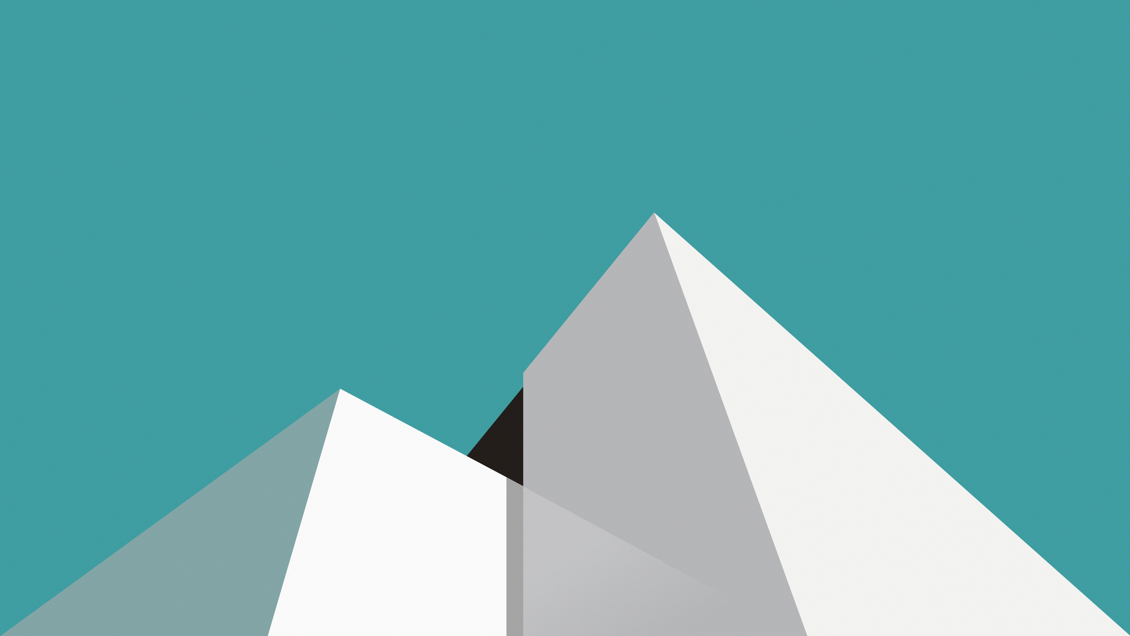 Abstract minimalist design featuring geometric shapes in teal, white, and grey, ideal for a 4k wallpaper