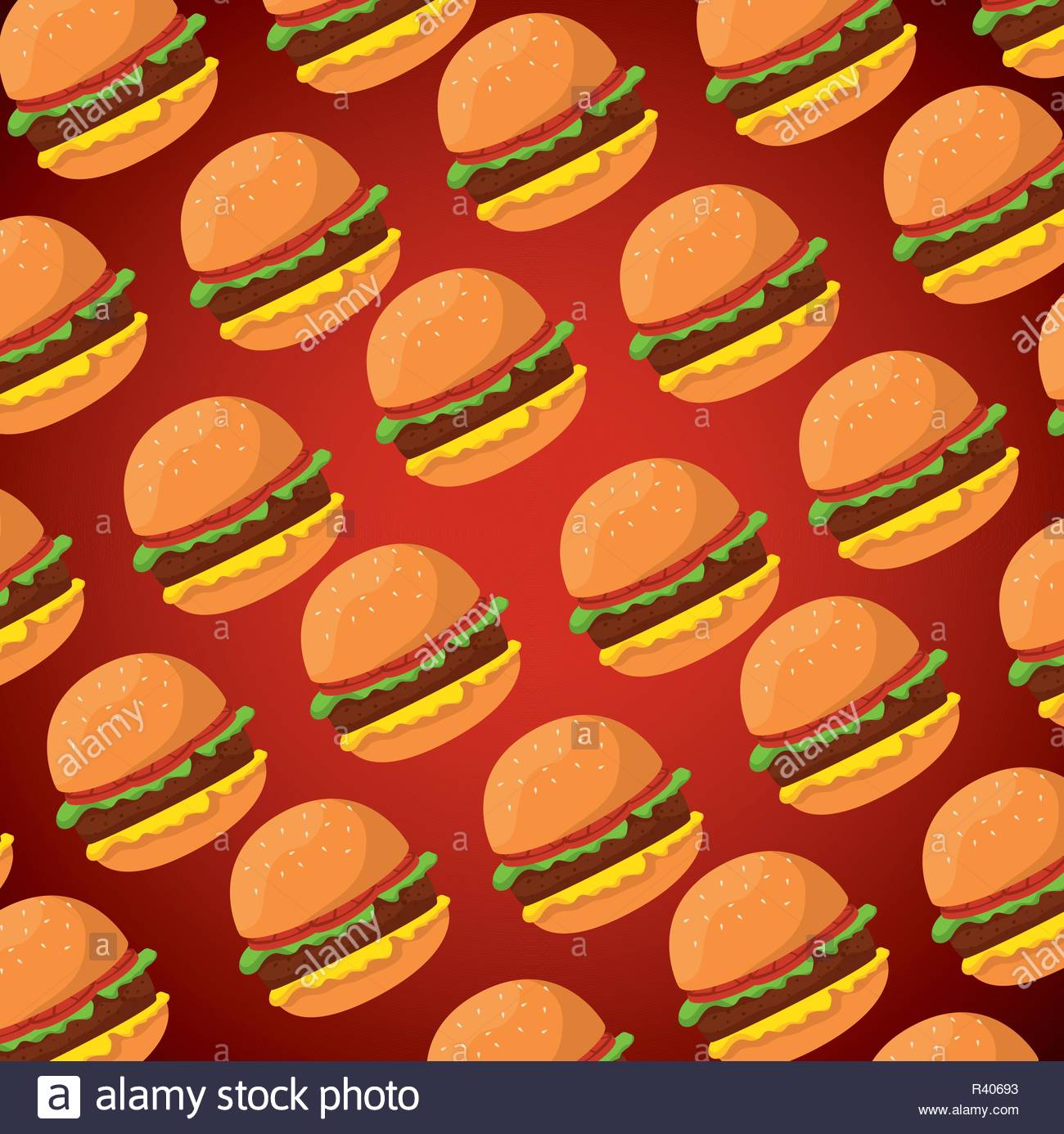 Delicious Hamburger Fast Food Background Stock Vector Art
