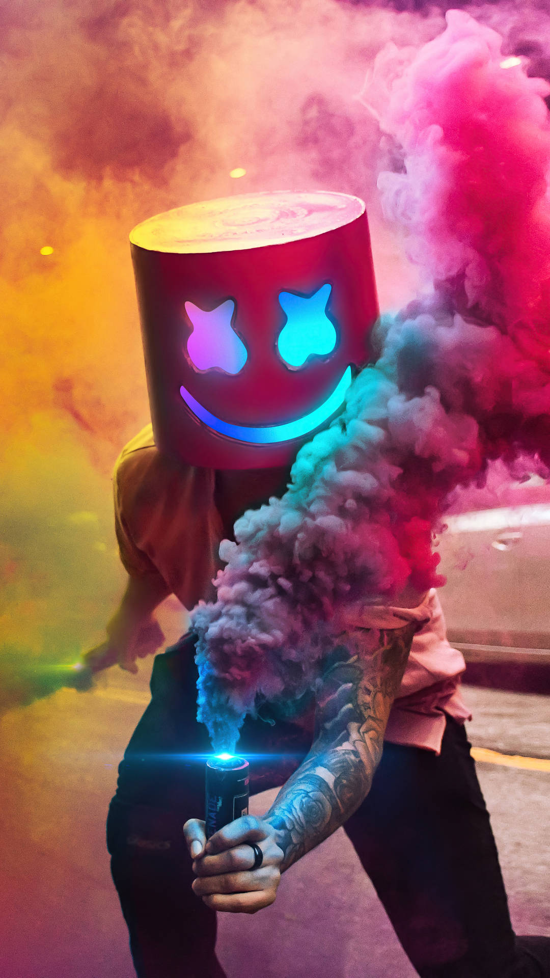 Smoke Bomb Marshmello HD iPhone Wallpaper