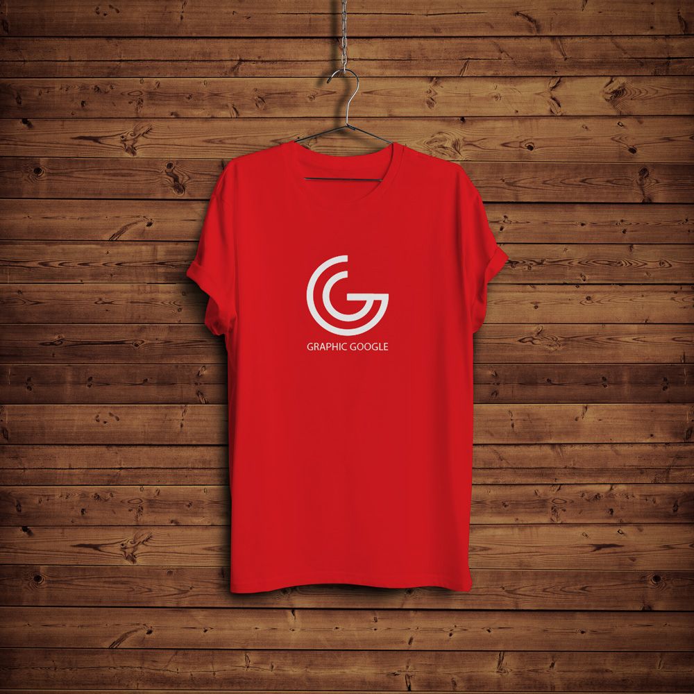 T Shirt Mock Up With Hanger Wooden Background Mb