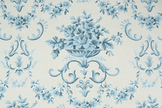 S Vintage Wallpaper Floral With Blue Roses And
