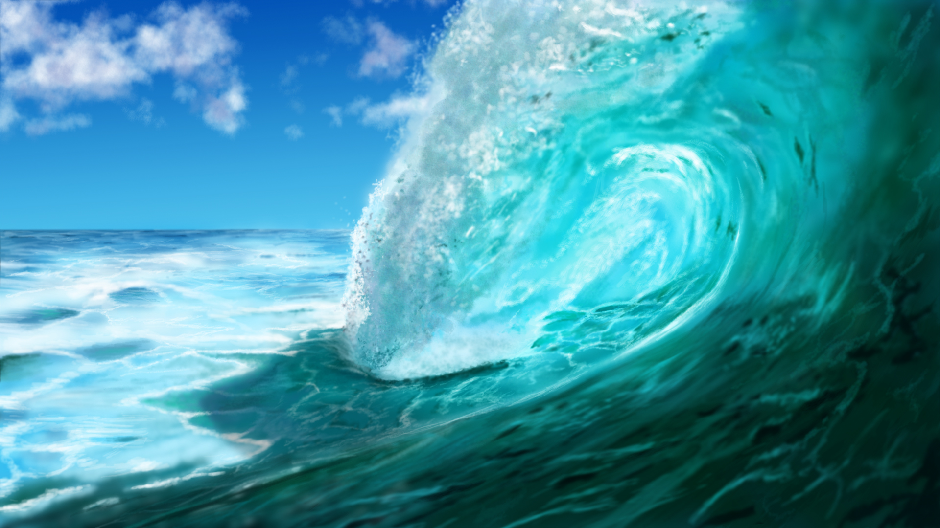 painted Wallpaper   Ocean Wave Meereswoge Welle by dasflon on