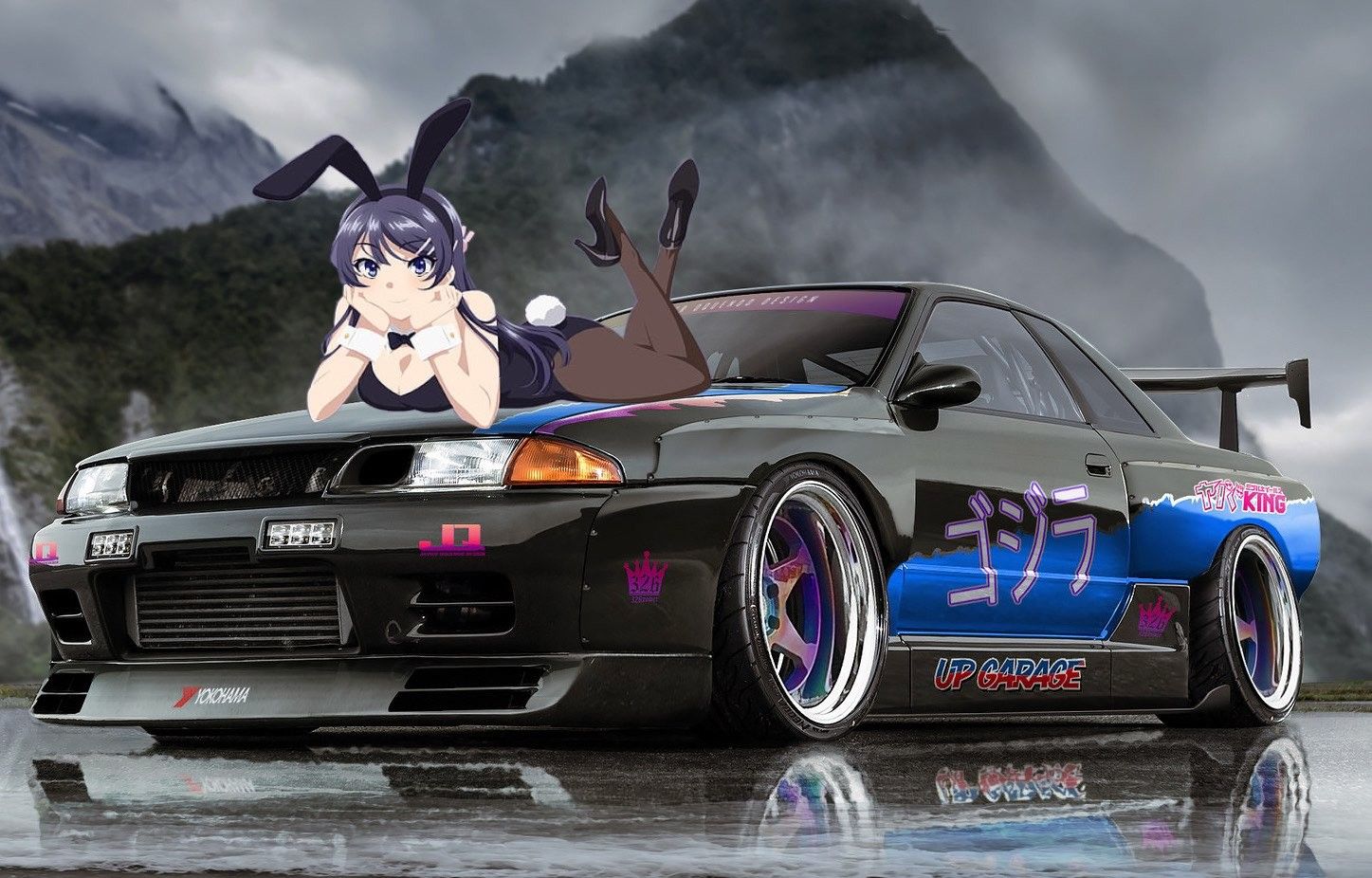 Car With Anime Characters Painted On It Wallpaper