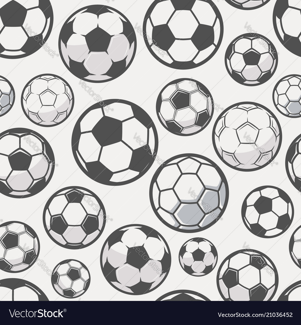 Monochrome Soccer Balls Background Football Or Vector Image