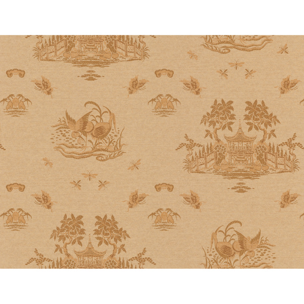 Brewster Brown Chinoiserie Toile Wallpaper