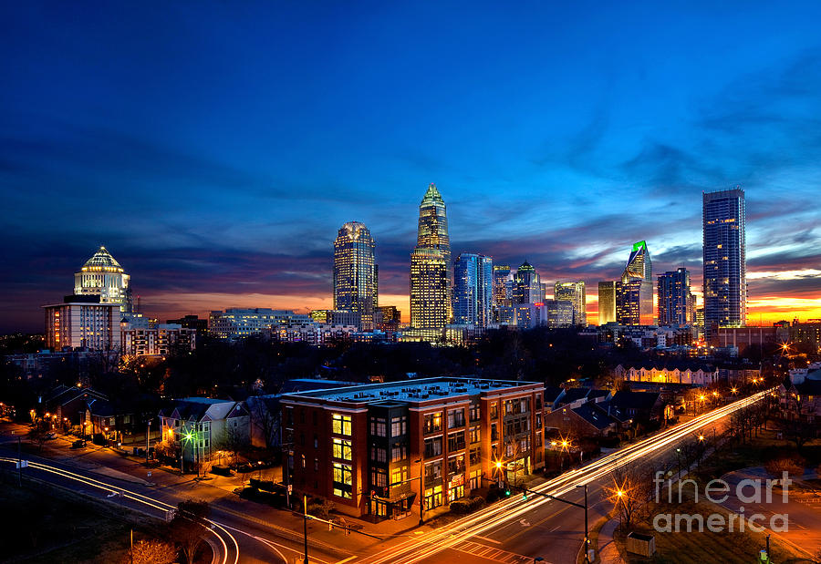 Downtown Charlotte With Skyline In Background Photograph By
