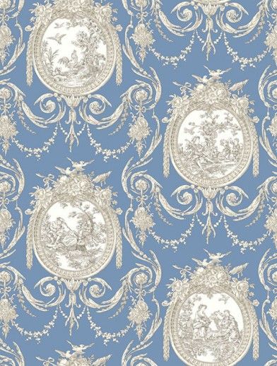 Cameo Toile Sk175121 Shand Kydd Wallpaper A Pretty Navy Blue