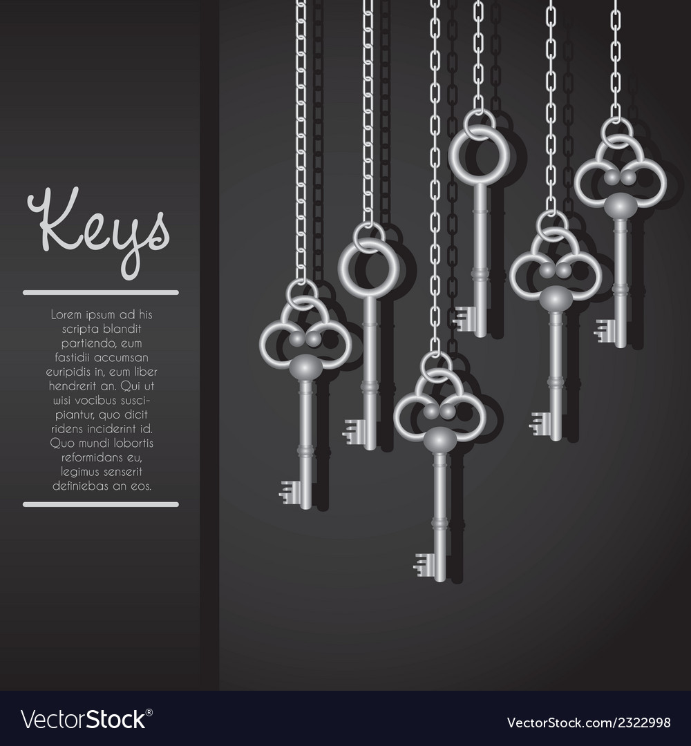 Old Keys With Link Chain Black Background Tex