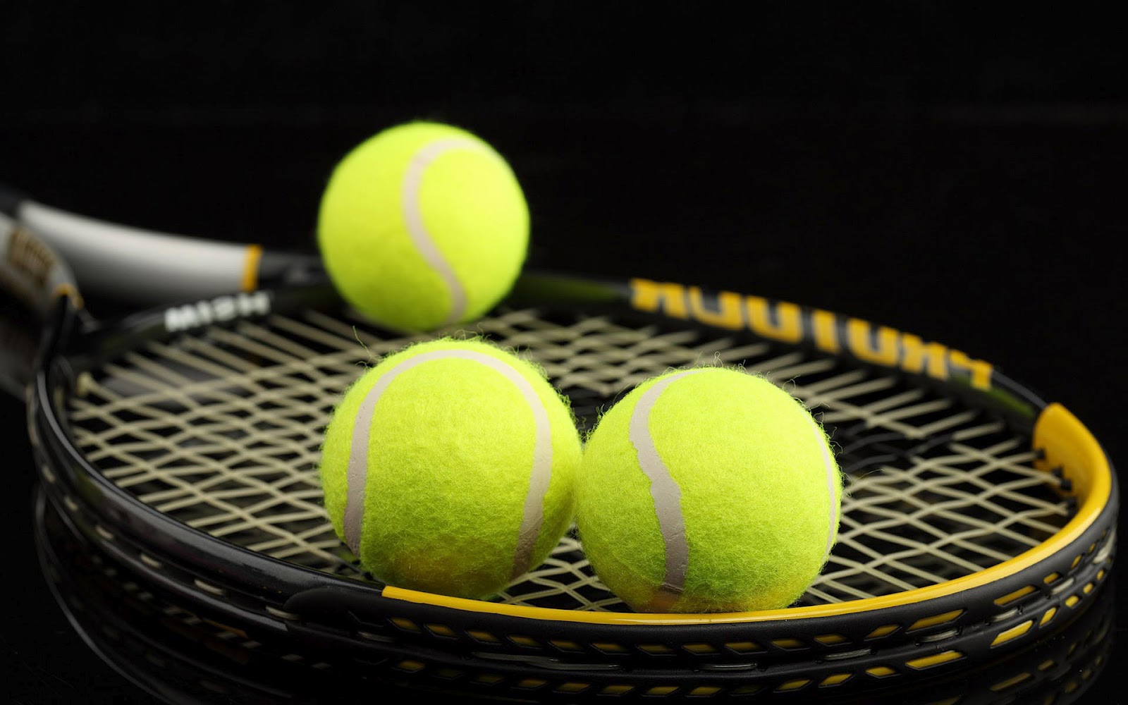 Black Sports Wallpaper With A Picture Of Racket Three Tennis