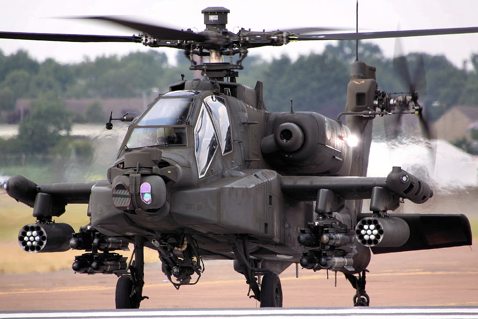 Gray Helicopter Ah Apache Fire Birds Military HD Wallpaper
