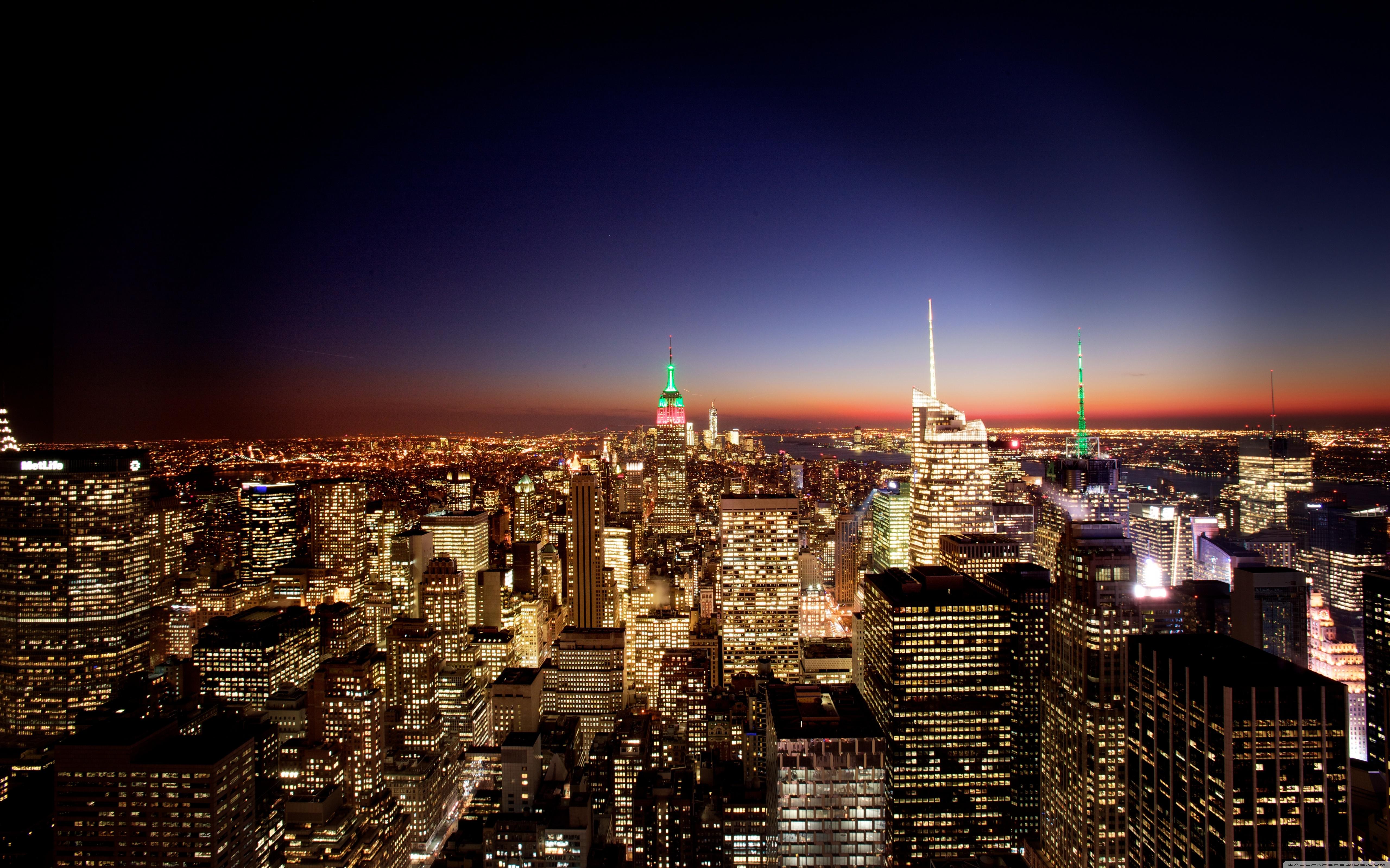 New York City At Night Ultra HD Desktop Background Wallpaper For
