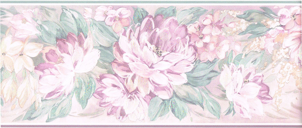 Victorian Damask Flower Urn Floral Leaf Scroll Silk Satin Blue Wall paper Border