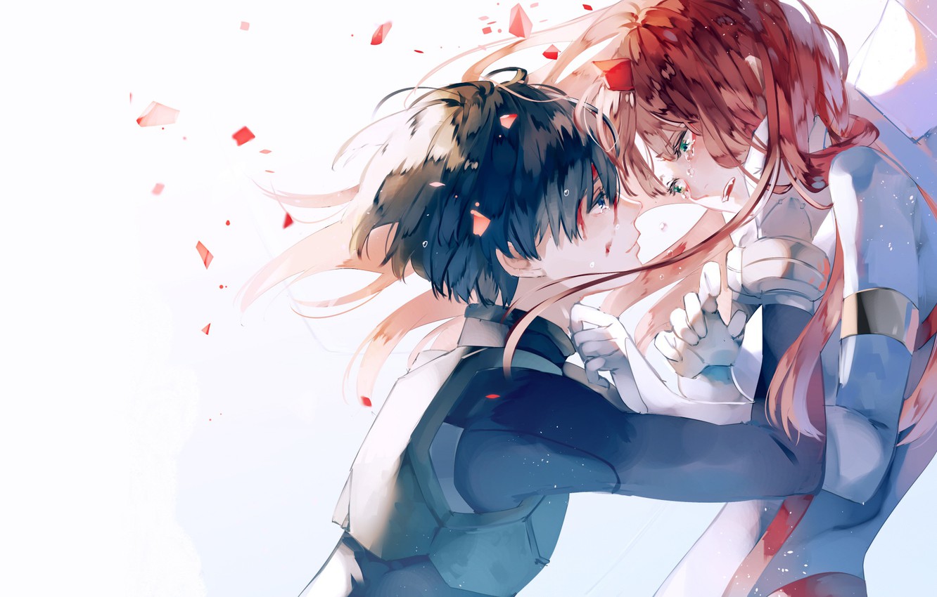 Wallpaper Girl Petals Guy Darling In The Frankxx Cute