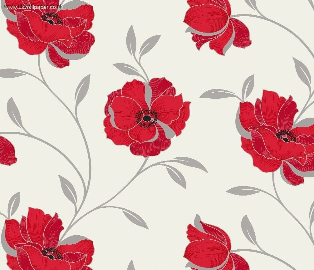 Red Wallpaper with Flowers buy at the best price with delivery  uniqstiq
