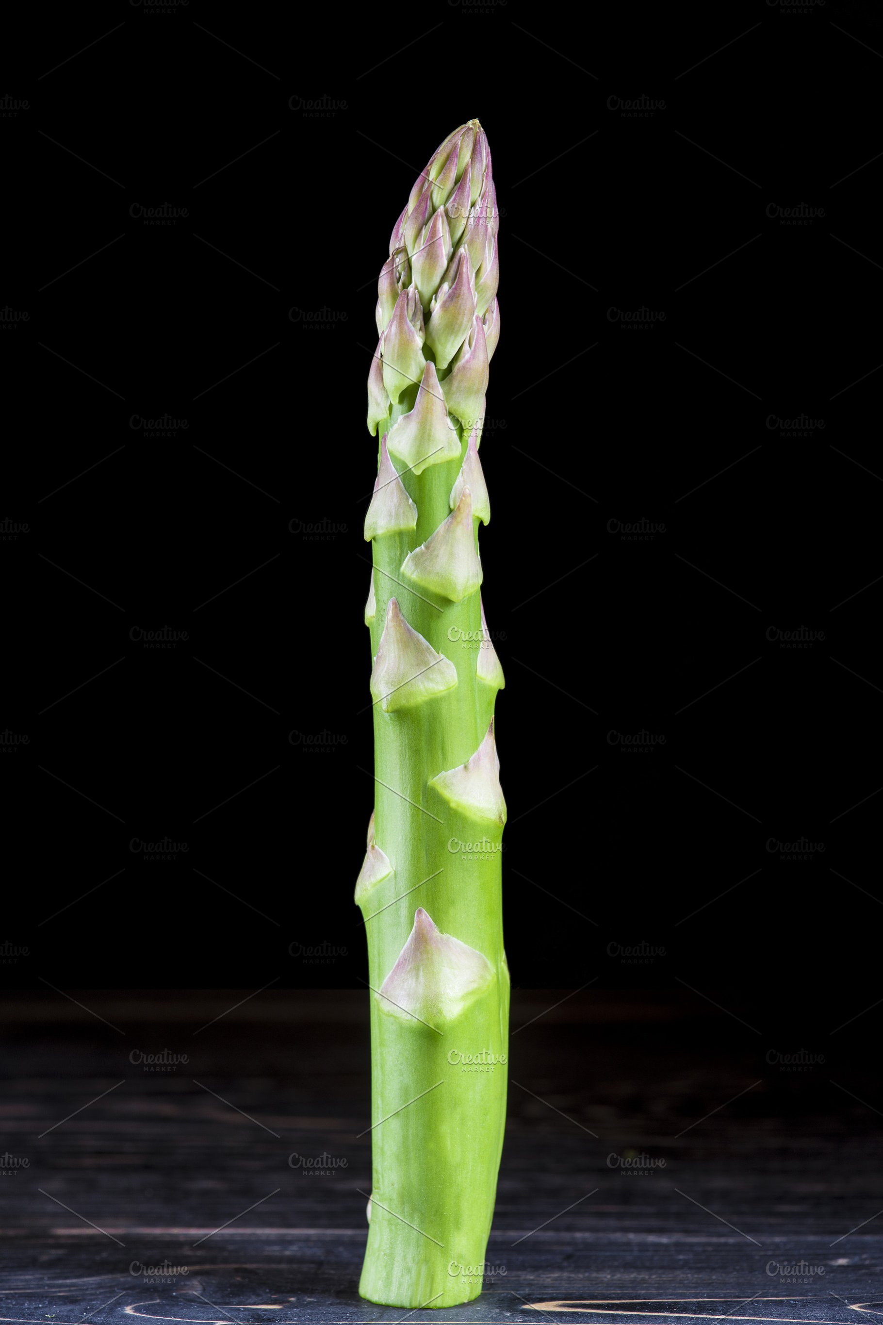 Green Asparagus On A Black Background High Quality Food Image