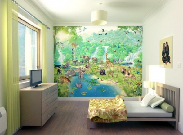 And Wonderful Kids Wallpaper Design In Attractive Jungle Picture Theme