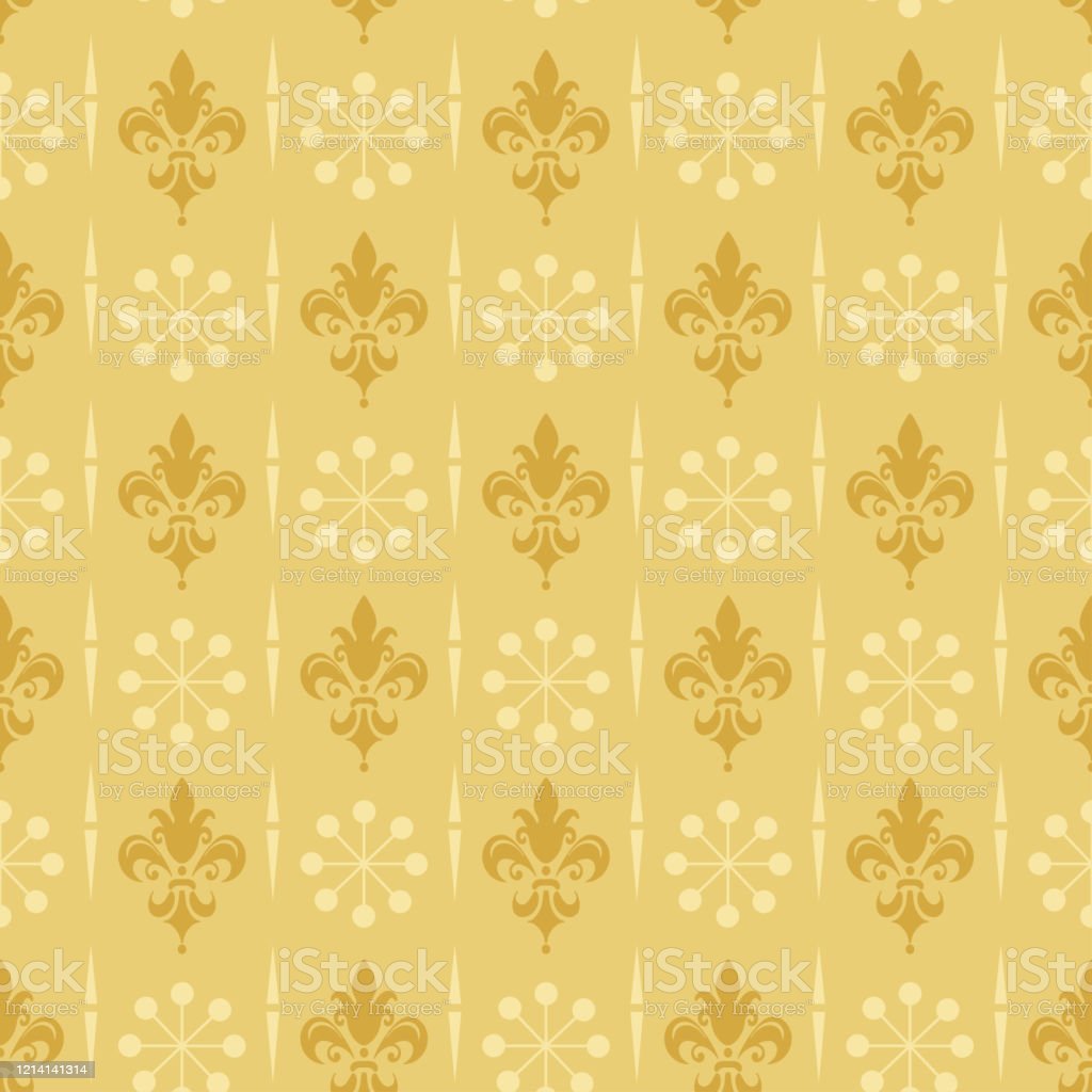 Gold Background Royal Wallpaper Seamless Pattern In Retro Vector