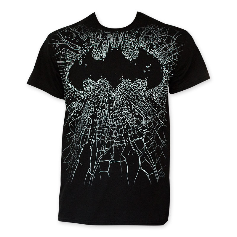 Batman Crackle Logo Black T Shirt Superheroden