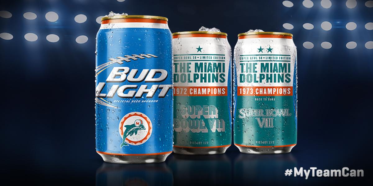 Miami Dolphins In Photos Bud Light Nfl Cans Super Bowl Edition