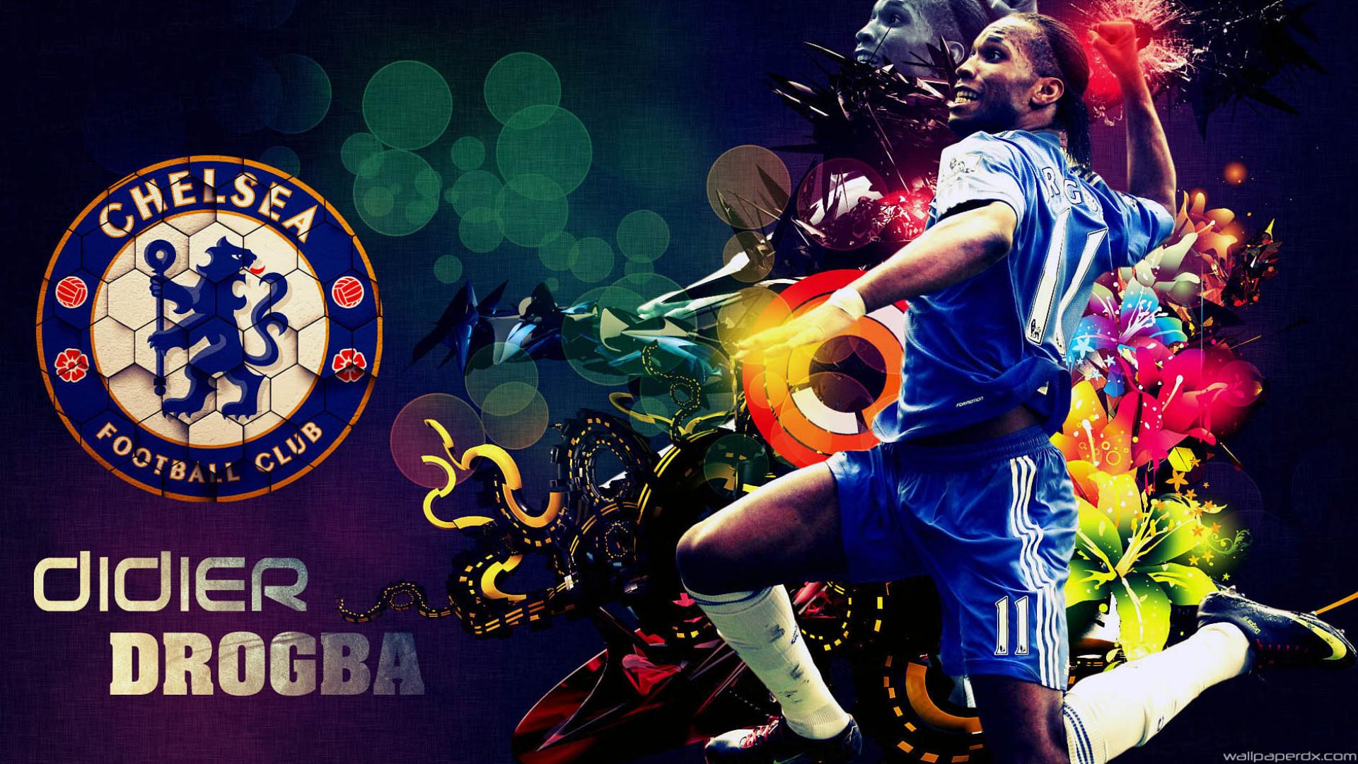 Didier Drogba Football Chelsea Logo Full HD Wallpaper