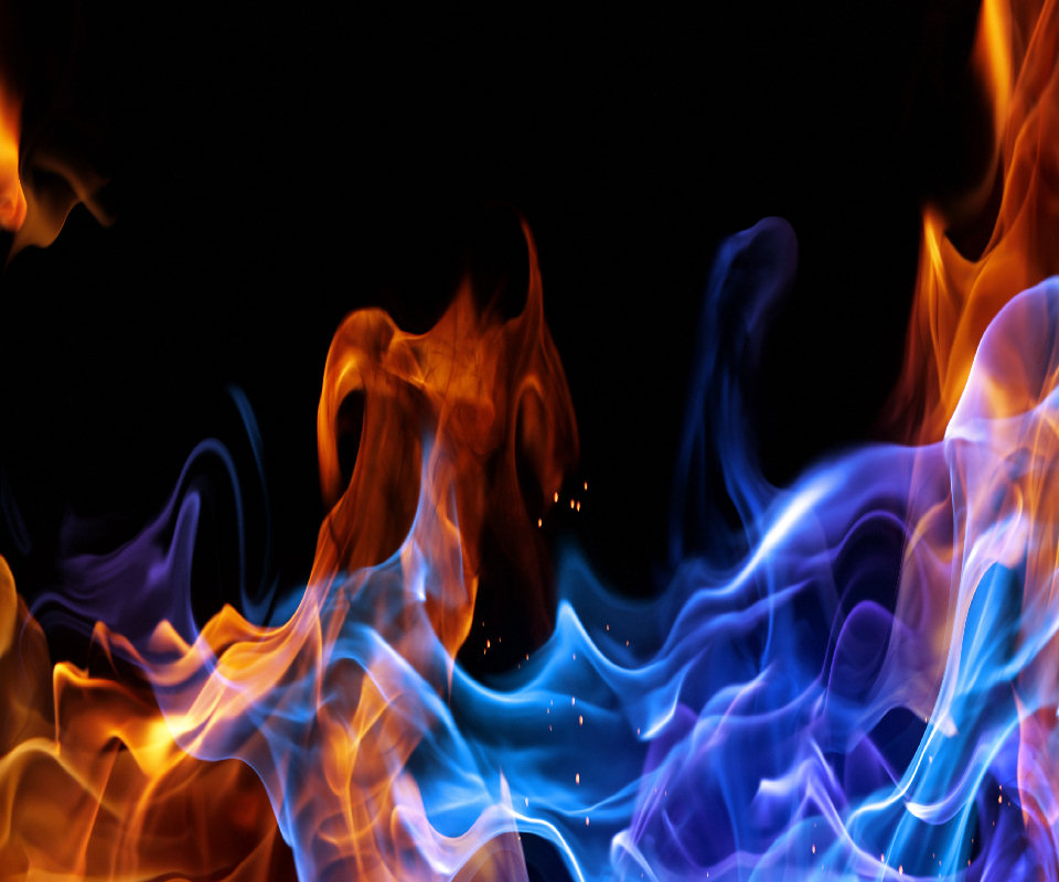 Amoled Wallpaper Red And Blue Fire Testowy