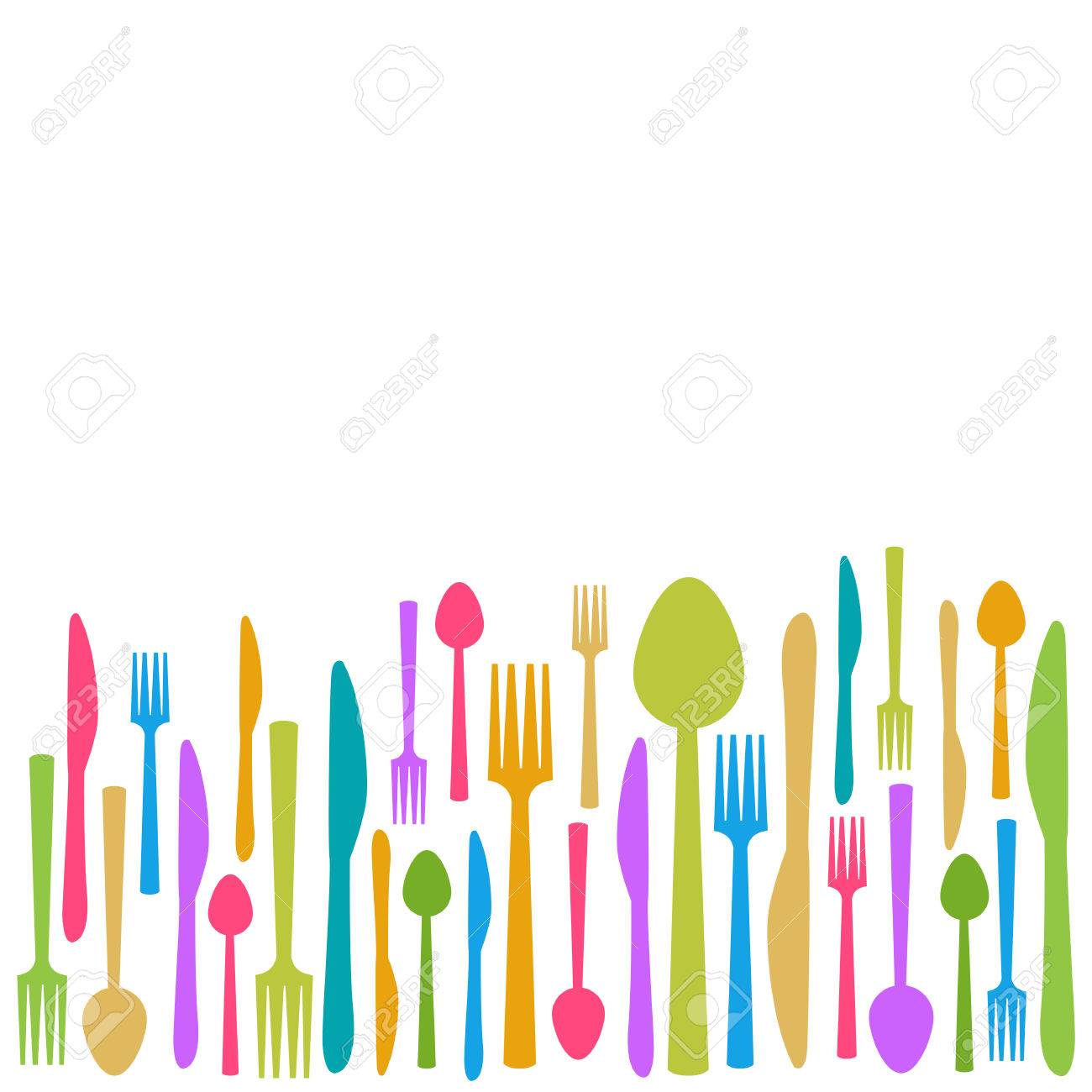 Fork Knife Spoon Abstract Colorful Background Stock Photo Picture