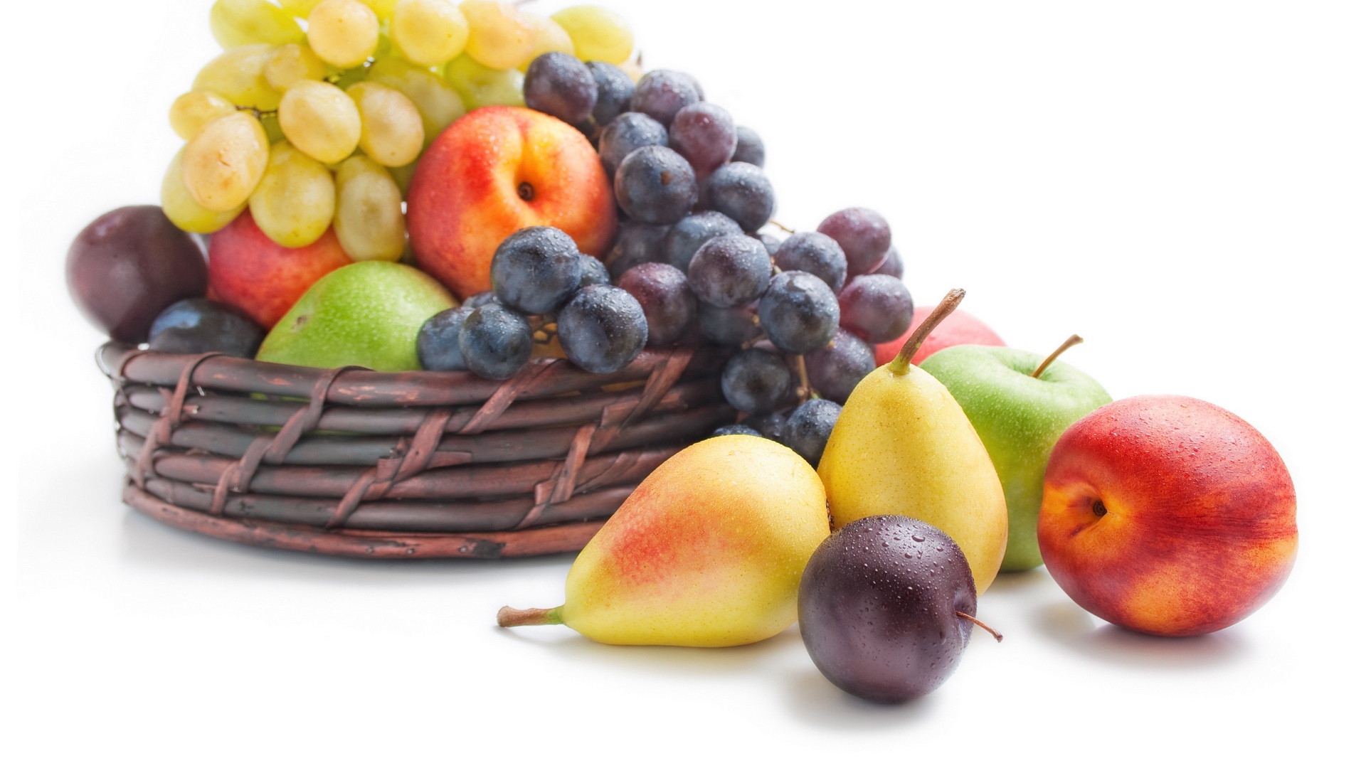 Apples Pears Nectarines Grapes Plums Berries Fruits With White