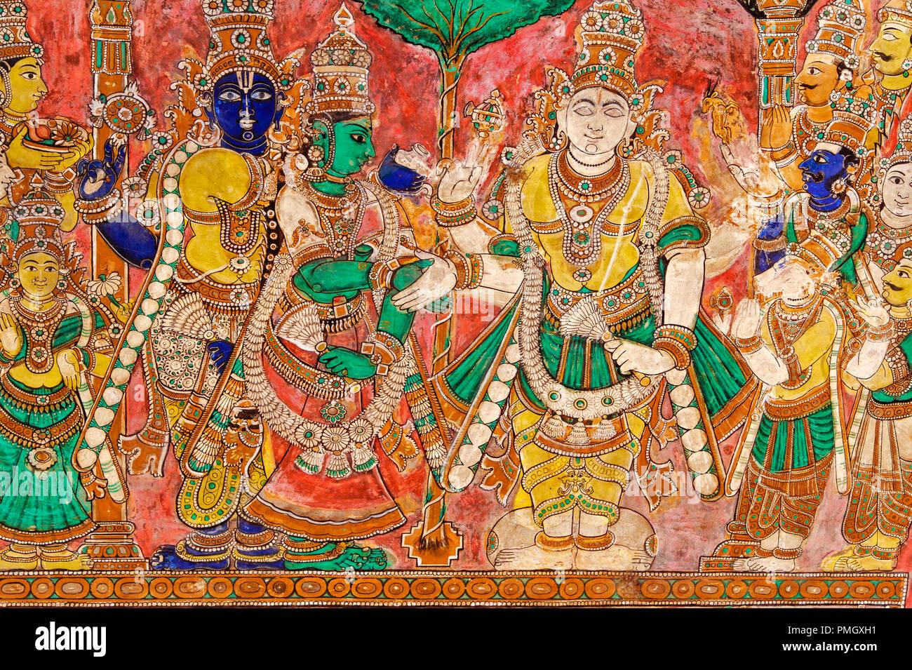 Meenakshi temple madurai painting hi res stock photography and