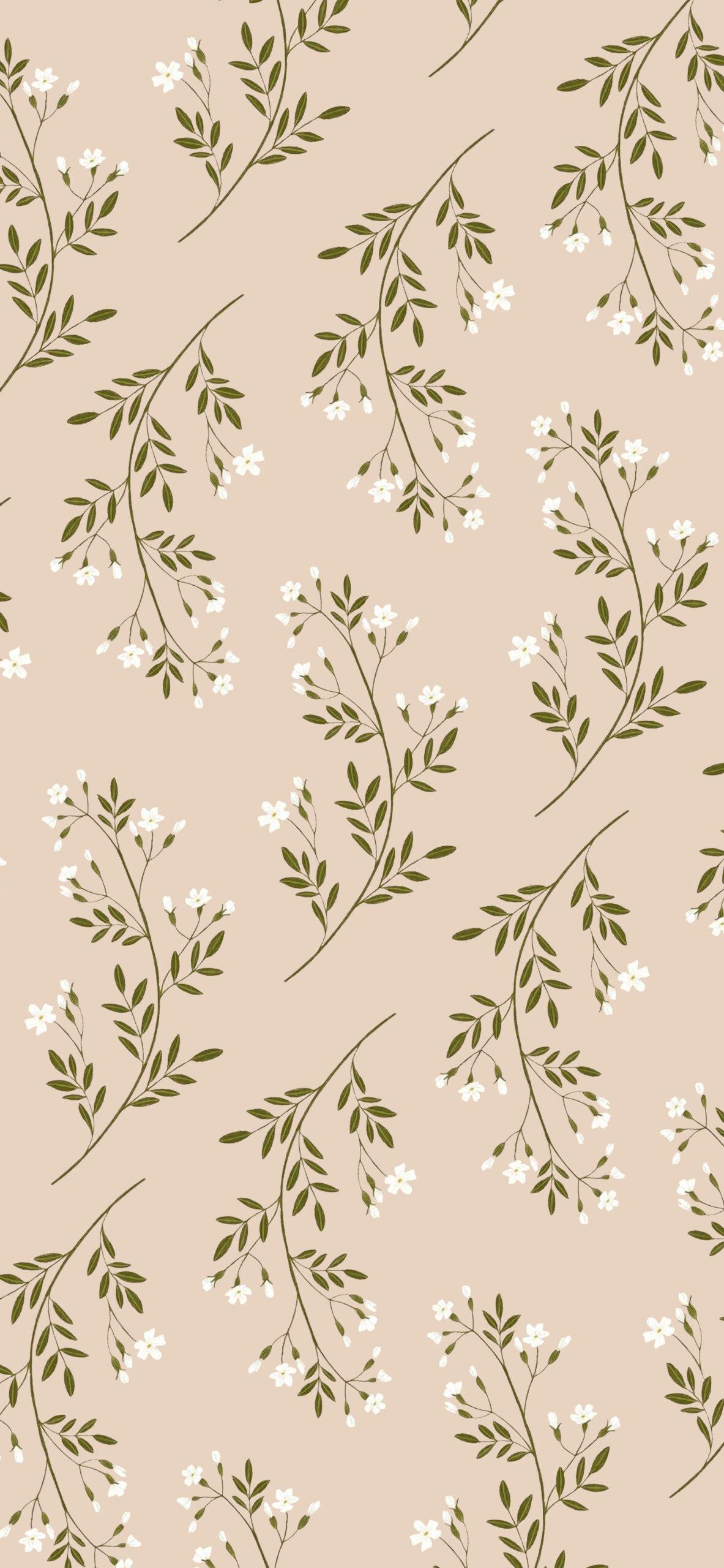 Jasmine Blossoms Beige Wallpaper Flower For iPhone