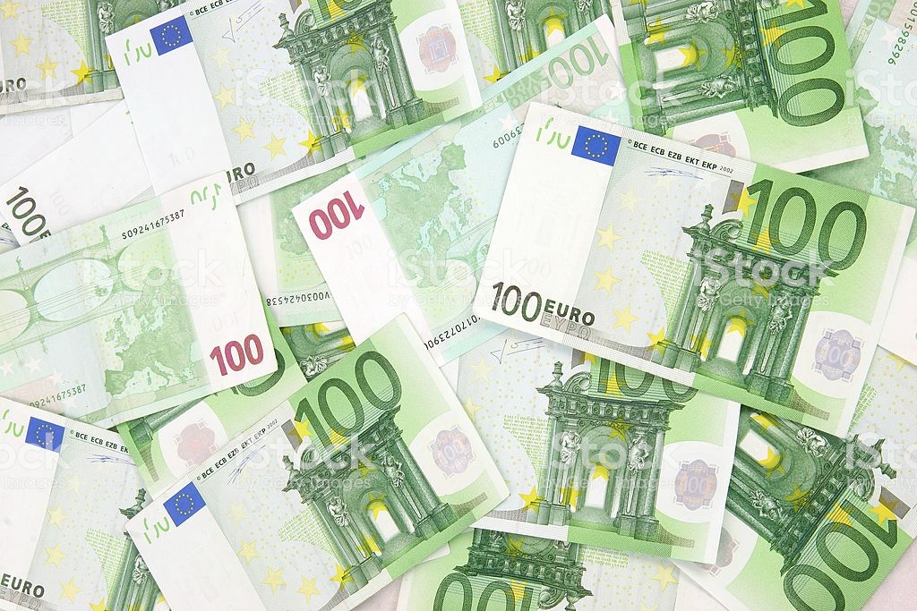 Euro Background Green Everywhere Stock Photo Image