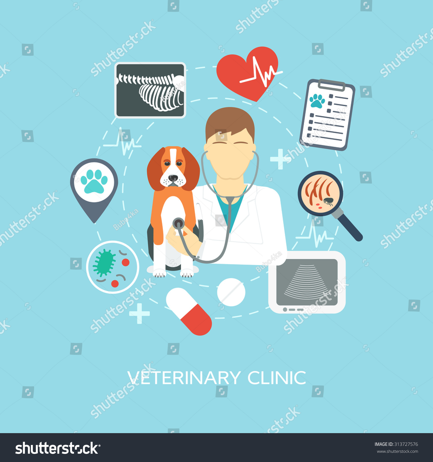 Veterinary Banner Background Poster Concept Vet Stock Vector