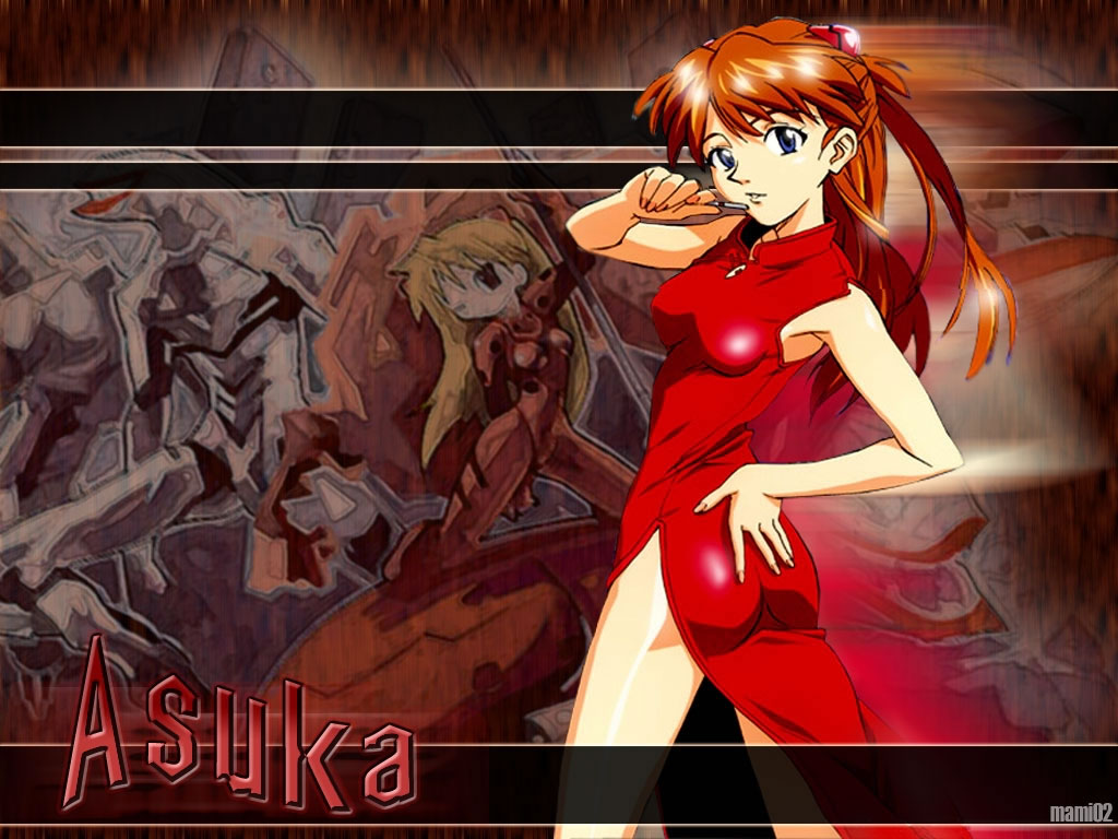 Asuka In Red Dress   Anime Wallpaper Image featuring Neon Genesis 1024x768
