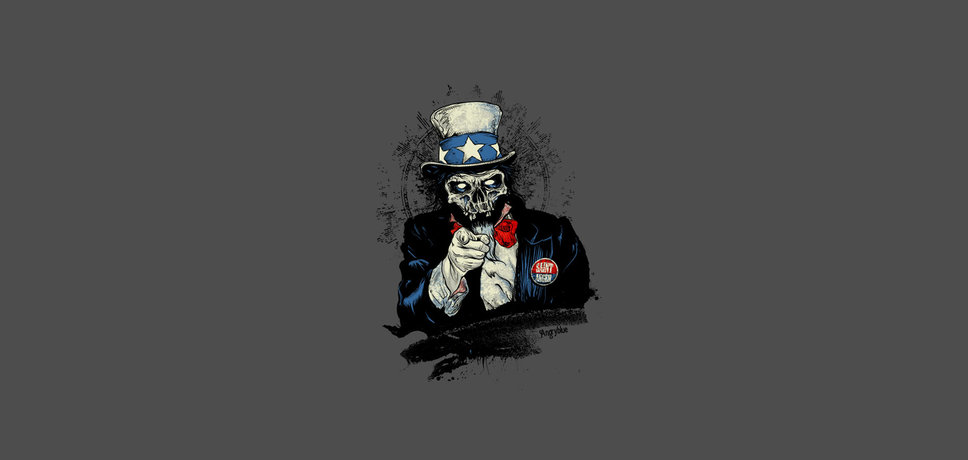 Skull top hat american propaganda the dead dark gesture