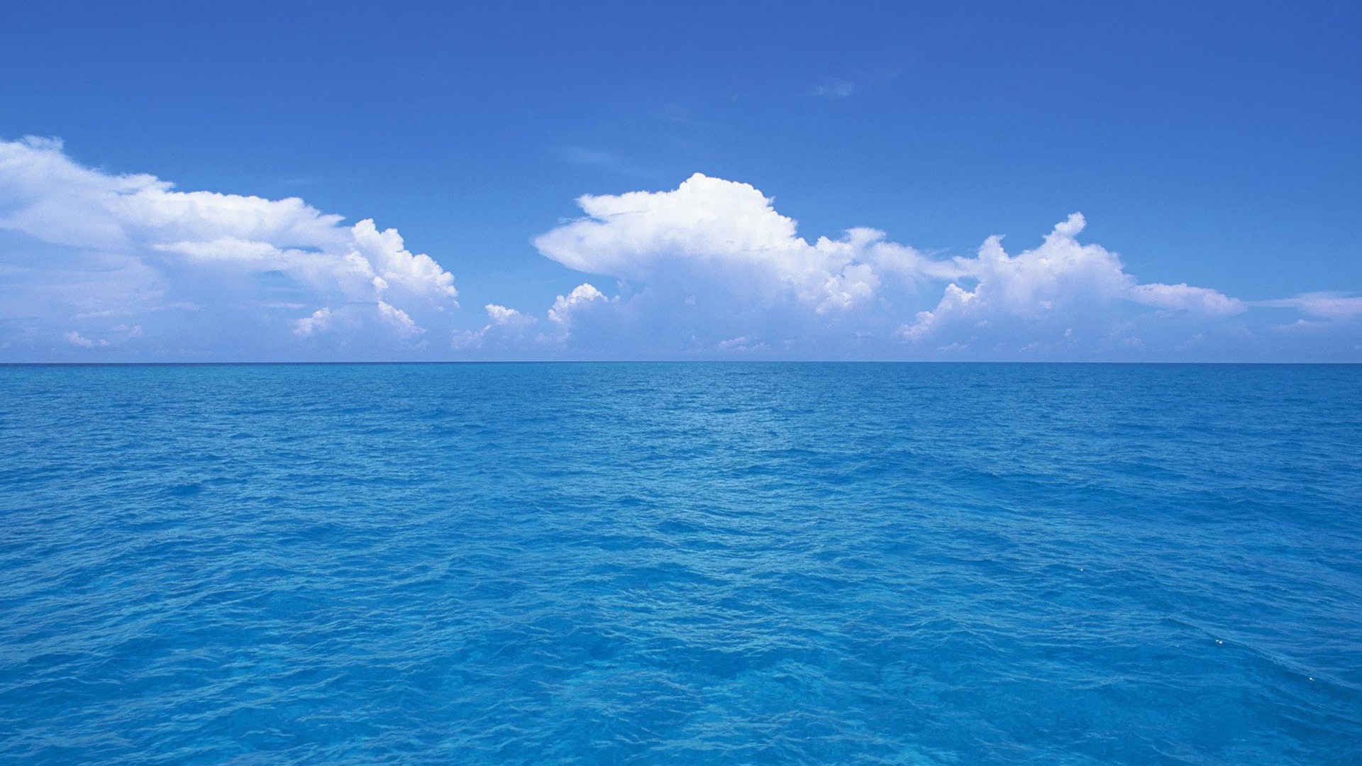 Blue ocean clouds skylines sea wallpaper 1920x1080