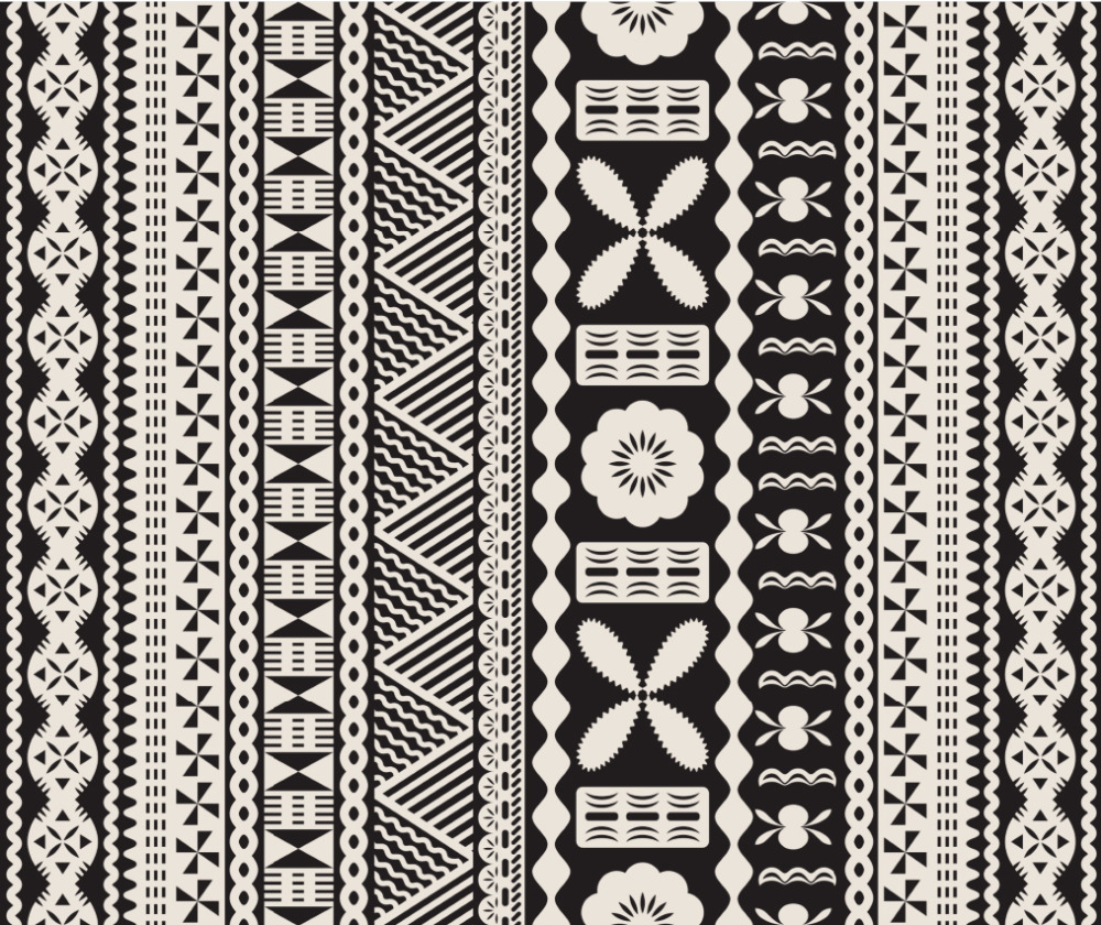 Fijian Masi Tongan Kupesi Tapa Pattern Wall Custom